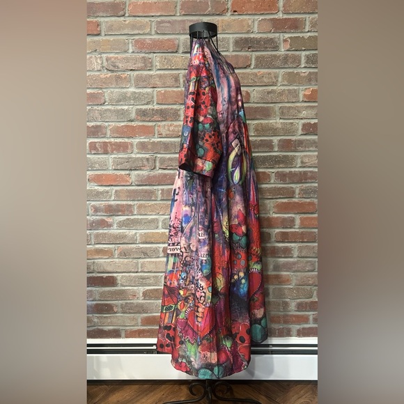 Charlie Charlie Charlotte Red Multi Colored Flower Print Midi Dress Size Large - Picture 4 of 7